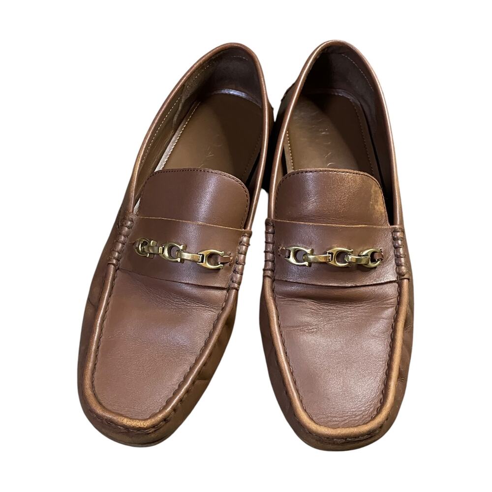 Coach Signature Leather Chain Driver Loafers - 11.5
